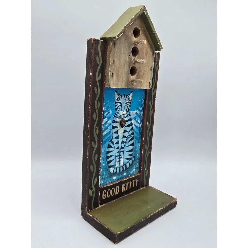 VTG Schifferl Midwest Cannon Falls Wood Cat Wall‎ Shelf Good Kitty Folk Art Farm